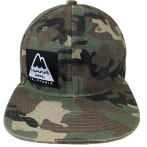 Crown Snapback Green Camo One Size Hat Mammoth Lakes California Mountain Patch